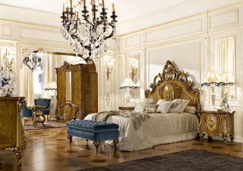 Классическая спальня из массива, украшенная интарсией - gri/033