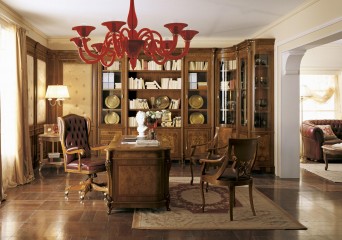 Классический кабинет из массива с угловым книжным шкафом - gri/149