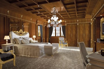 Коричневая спальня из массива с белой кроватью - gri/143