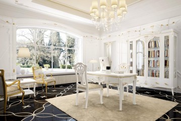 Белоснежный кабинет с позолоченным декором - gri/119