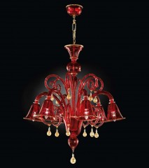 Красная люстра с плафонами в виде колокольчиков - gab/034