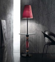 Красно-черный торшер со стеклянной столешницей - gab/155