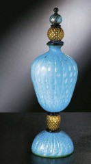 Голубая ваза из стекла с крышечкой - gab/065