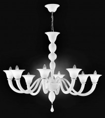 Белая рожковая люстра с 8 лампочками - gab/054