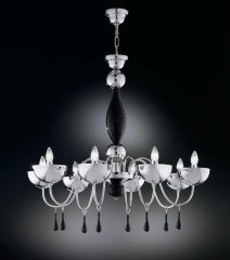 Хромированная люстра с черными каплевидными подвесками - gab/076