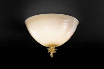 Люстра в форме чаши из рифленого желтоватого стекла - gab/008