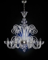 Стеклянная люстра с трубочками в виде спиралей и рифлеными розетками - gab/021