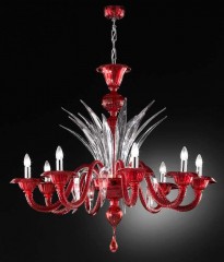 Ярко-красная люстра с прозрачными остроконечными элементами - gab/063