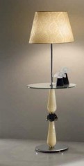 Торшер с бежевым коническим абажуром и стеклянной подставкой - gab/160