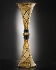 Желтая ваза из 2-х стеклянных конусов, соединенных крупной бусиной - gab/003