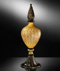 Черно-желтая стеклянная ваза с крышечкой - gab/050