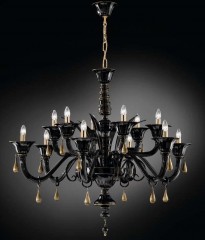 Черная люстра с подвесками каплевидной формы - gab/016