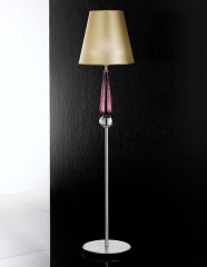 Торшер с золотистым абажуром на стальной ножке со стеклянным декором - gab/088