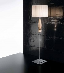 Торшер с драпированным цилиндрическим абажуром на хромированной ножке с бусинами - gab/176