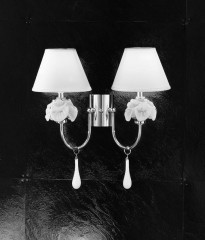 Металлическое бра с 2-мя белыми абажурами - gab/052