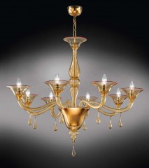 Люстра из желтого стекла с каплевидными подвесками - gab/106