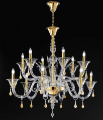 Хрустальная люстра с позолоченными элементами каркаса - gab/015