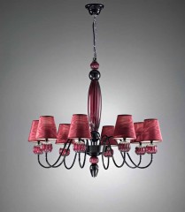 Коричневая люстра с ткаными абажурами и стеклянными шарами - gab/156