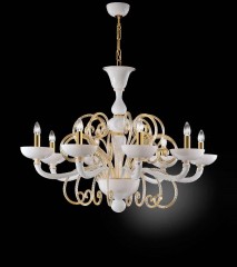 Белая люстра с желтыми завитками - gab/061