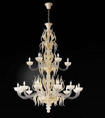 Жемчужно-белая двухъярусная люстра из стекла - gab/031