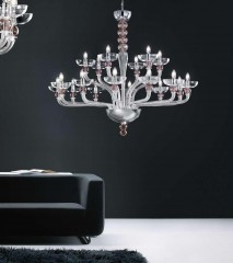 Двухъярусная люстра из стекла с шарообразными элементами - gab/096