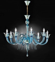 Серебристо-голубая люстра с плафонами в виде колокольчика - gab/067