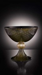 Ваза в виде чаши из стекла янтарного оттенка - gab/080