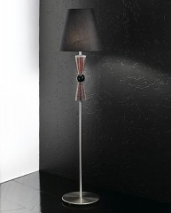 Торшер с черным абажуром и декоративной композицией из шара и конусов - gab/020