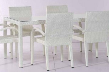 Набор светлой плетеной мебели для трапезы - fml/029