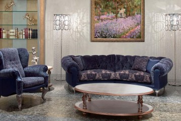 Синяя гостиная с овальным кофейным столом - mon/470