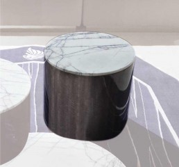 Круглый белый мраморный столик - gkn/282