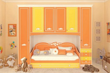 Желто-оранжевый модульный шкаф с распашными дверками - pm4/065