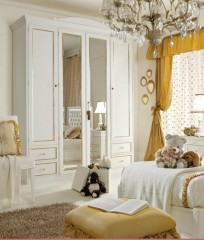 Белый гардеробный шкаф с зеркальными дверками в центре - pm4/044