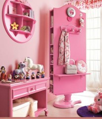 Дизайнерский розовый шкаф с открытыми полками - pm4/067