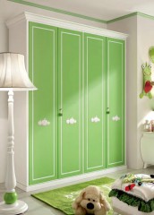 Белый шкаф с 4 зелеными дверками - pm4/040