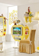 Золотисто-желтое кресло с юбкой и белыми бантами - pm4/072