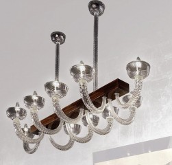 Хрустальная люстра с плафонами на штанге из макассара - gkn/382