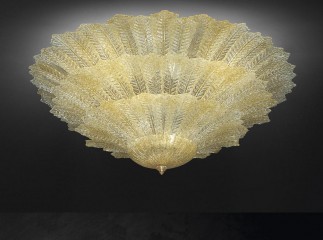 Трехъярусная люстра из золотистого венецианского стекла с резными листьями - gls/318