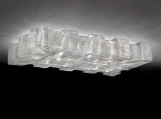 Дизайнерская люстра в форме параллелепипеда из прозрачного муранского стекла - gls/436
