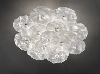 Объемная люстра из матированного белого венецианского стекла - gls/608