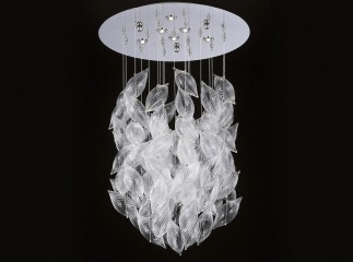 Стильная люстра с фигурными подвесками из дутого рифленого стекла - gls/072