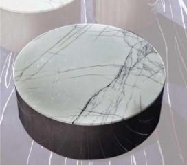 Стол с круглой столешницей из белого мрамора - gkn/279