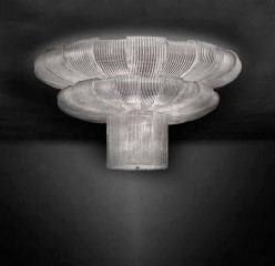 Двухъярусная круглая люстра с подвесками в центральной части - gls/016