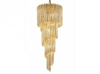 Дизайнерская вертикальная люстра в форме спирали янтарного оттенка из муранского стекла - gls/129