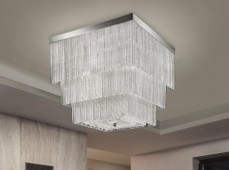 Каскадная трехъярусная люстра из пластин рельефного муранского стекла - gls/037