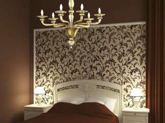 Дизайнерская люстра на 6 ламп из золотистого муранского стекла - gls/233