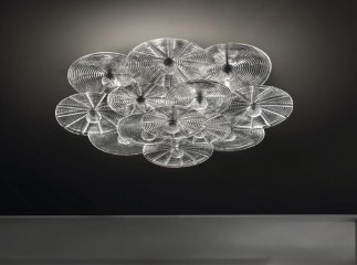 Люстра под потолок из прозрачных рифленых стеклянных дисков - gls/578