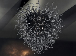 Люстра из стеклянных спиралей графитового оттенка - gls/520