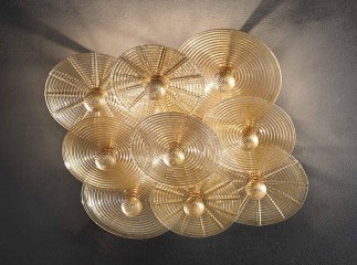 Квадратная люстра из золотистых стеклянных дисков - gls/584