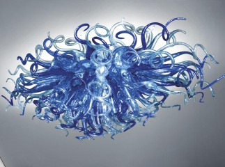 Дизайнерская люстра из синих и голубых стеклянных спиралей - gls/504